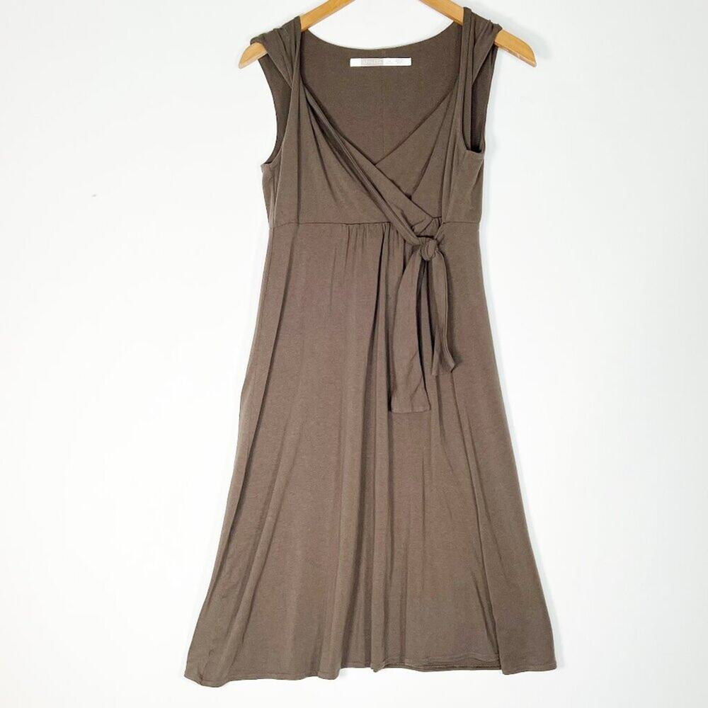 Athleta Brown Sleeveless Wrap-Style Mini Dress
